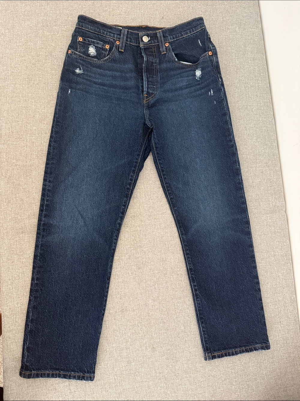 Levi's 501 Dark Blue Ankle Jeans
